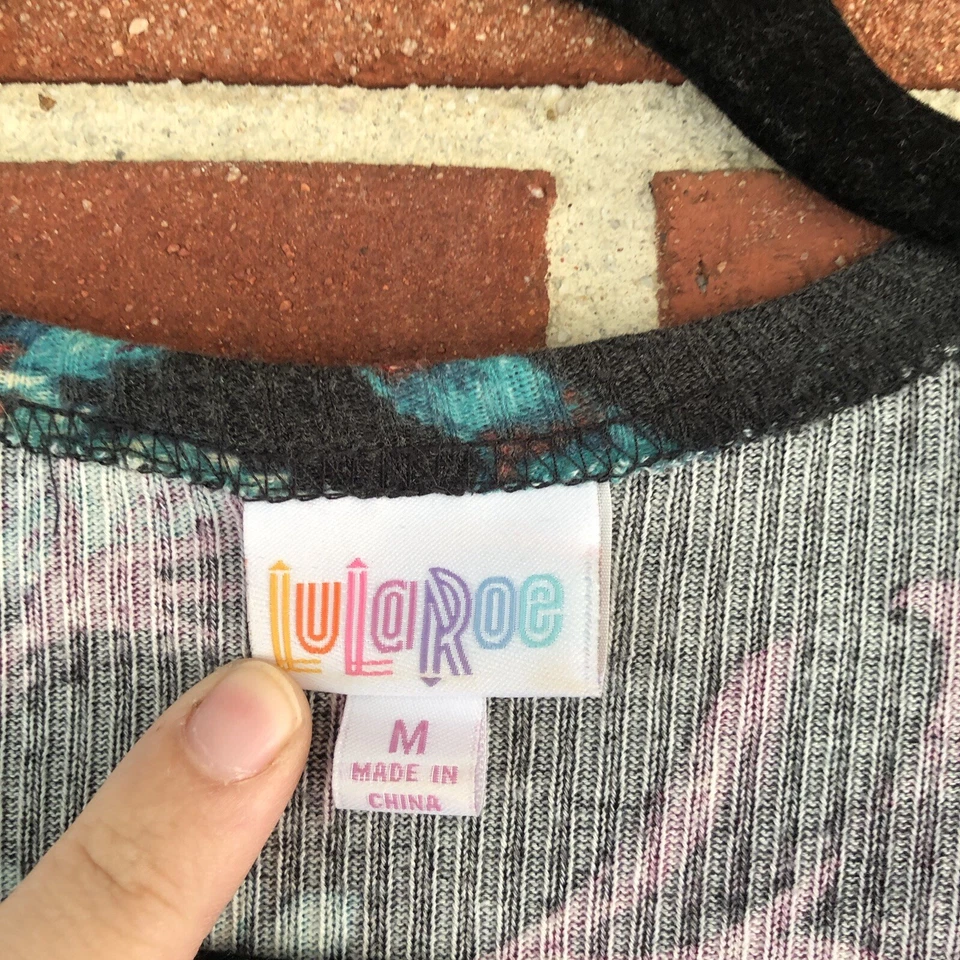 Chaleco Lularoe Gris Azul Púrpura Floral Frente Abierto Para Mujer Talla M A3493 Foto 3 de 4