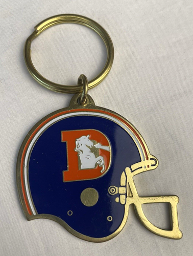 Vintage RUSS Keychain Denver Broncos Helmet Brass with Blue Orang ...