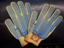 Made of 100% Kevlar String GoldKnit Large Size 9 Gloves PVC Dots - 12 Pairs