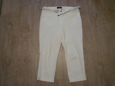Damen Jeans Bermudas 3/4 Capri Hose Short weiß inkl. Ledergürtel Gr. 40 v. COSMA