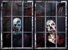 2 Pack Halloween Zombie Curtain Decorations Halloween Window Scary Male Female
