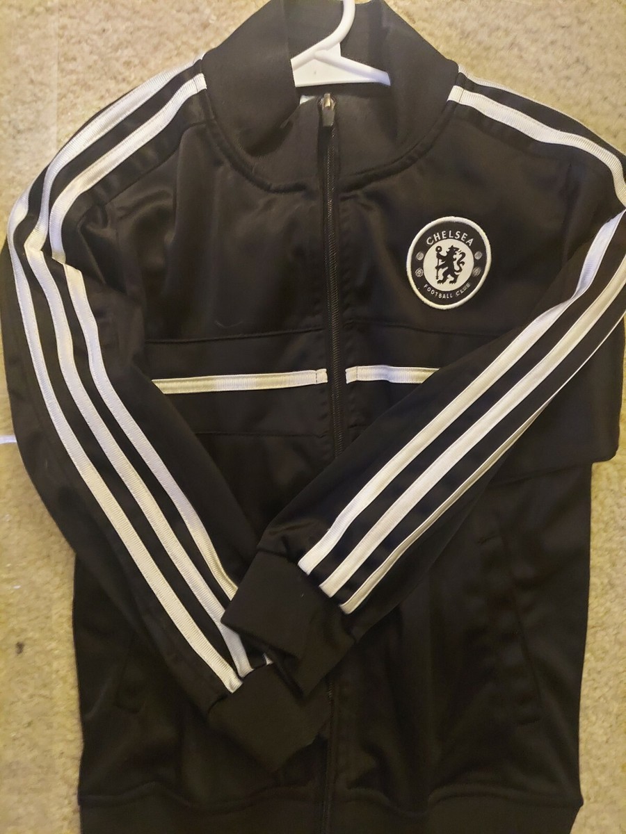 CHELSEA FOOTBALL CLUB TRACK JACKET SOCCER FULL ZIP YOUTH 28 BLACK