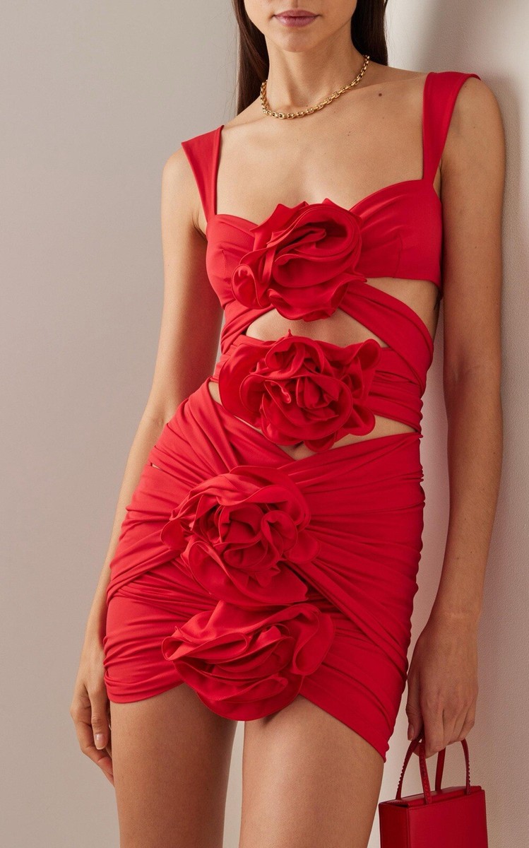 Magda Butrym Red Floral Appliqué Mini Dress UK