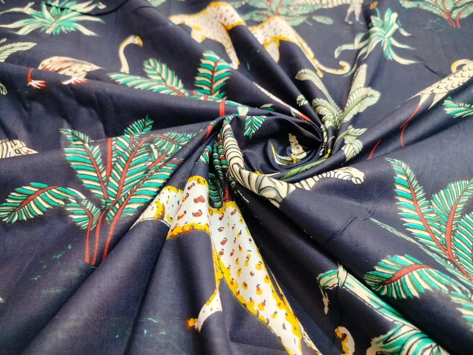 Tela artesanal de vestido floral 100 % algodón con estampado de bloques de mano indio para mujer 5 yardas Foto 2 de 4