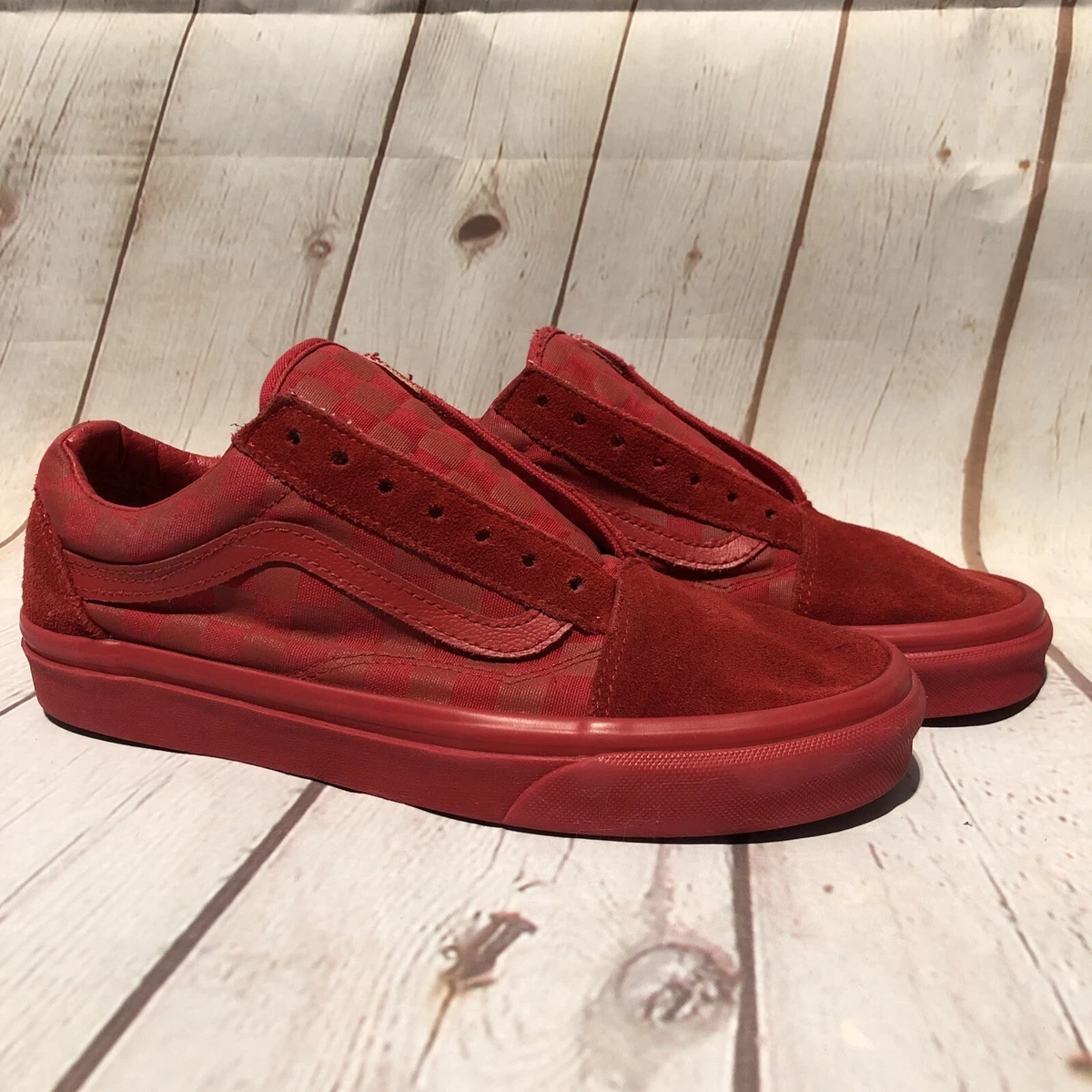 Vans old skool red checkerboard on feet cheap