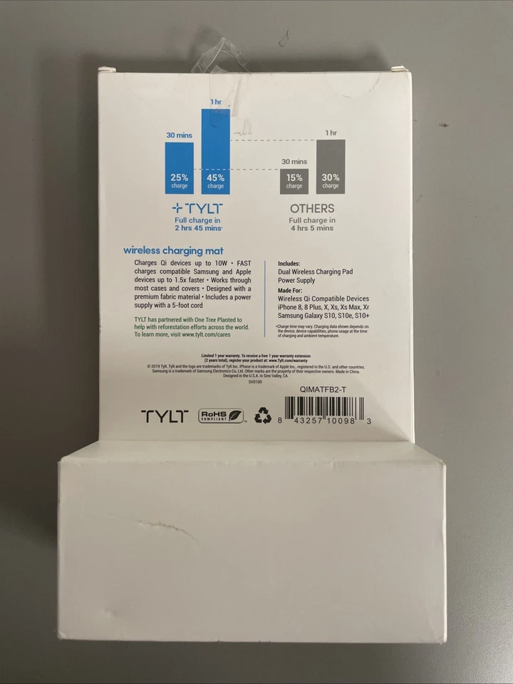 Tylt Fast Charge Dual Wireless Charger Charging Mat - Gray - Image 3 of 4