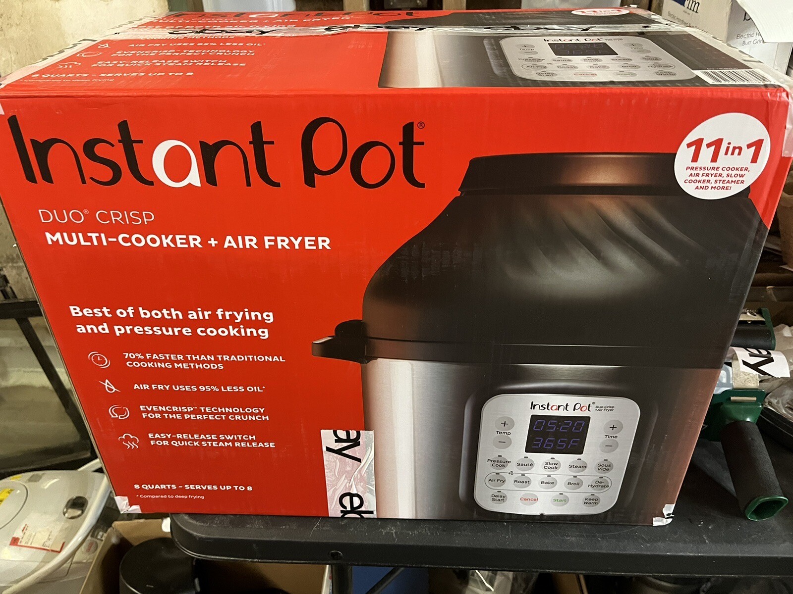 Instant Pot Air Fryer + EPC Combo 8QT Electronic Pressure Cooker UNUSED