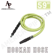INHALE®️59 Inch Long Leather  Wrapped Wooden Handle Hookah Hose