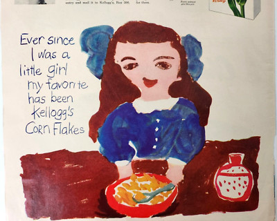Kelloggs Corn Flakes Girl Kids Write the Ads Vintage 1952 Magazine Print Cereal