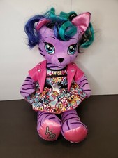 Build A Bear Honey Girls Teegan HG Purple Tiger Cat Plush Doll Toy 21  w/outfit