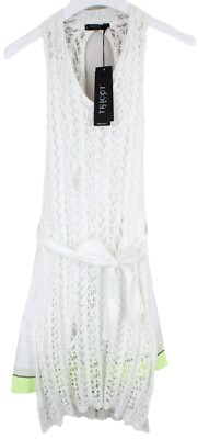 Tricot Chic Dress Womens US 6 Sleeveless Open Knit Belted Lined White