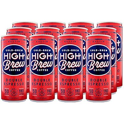 HIGH Brew Coffee Cold Brew Coffee + Protein, Double Expresso, 8 Oz Can, 12/pack
