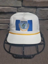 Vintage B.A.S.S Snapback Roped Hat Made In The USA.  Amazing Vintage Hat White