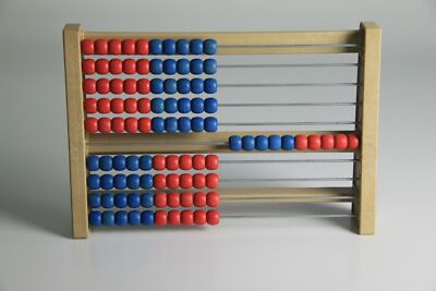100`er Rechenrahmen rot-blau, Abakus, student`s abacus, System ''Kühnel'' ReWood 