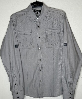 Eighty Eight Platinum Men s Shirt Sz S  Long Roll Tab Sleeve Shirt Snap Up