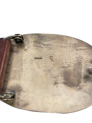 Glenn Lucas Hopi Sterling Silver Overlay Belt Buckle W/ Brown 