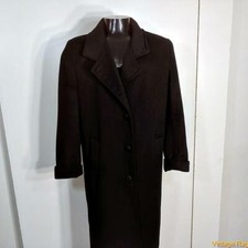 Spencer Douglas Usa Long Wool Coat Overcoat Womens Size Petite 12 12p Black