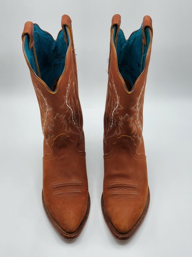 Brown Leather Western Boots Size 