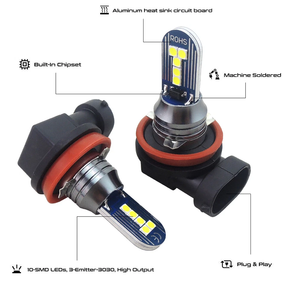 2 luces antiniebla blancas HID extremadamente brillantes bombillas LED para Dodge Durango 2014-2020 Foto 2 de 4