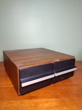 Vintage Wood Grain 2 Drawer 24 Audio Cassette Tape Storage Holder Cabinet Case