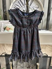 RALPH LAUREN girls tartan plaid chiffon ruffled dress sz 4 / 4T