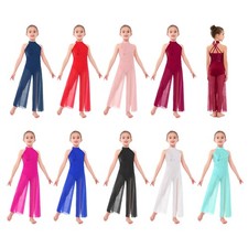 Girls Lyrical Dance Sparkly Romper Latin Jazz Jumpsuit Sequined Sequins Bodice