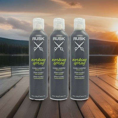   3 PACK! RUSK WORKING SPRAY FLEXIBLE MEDIUM HAIR HOLD HAIRSPRAY 10 OZ LOT SET