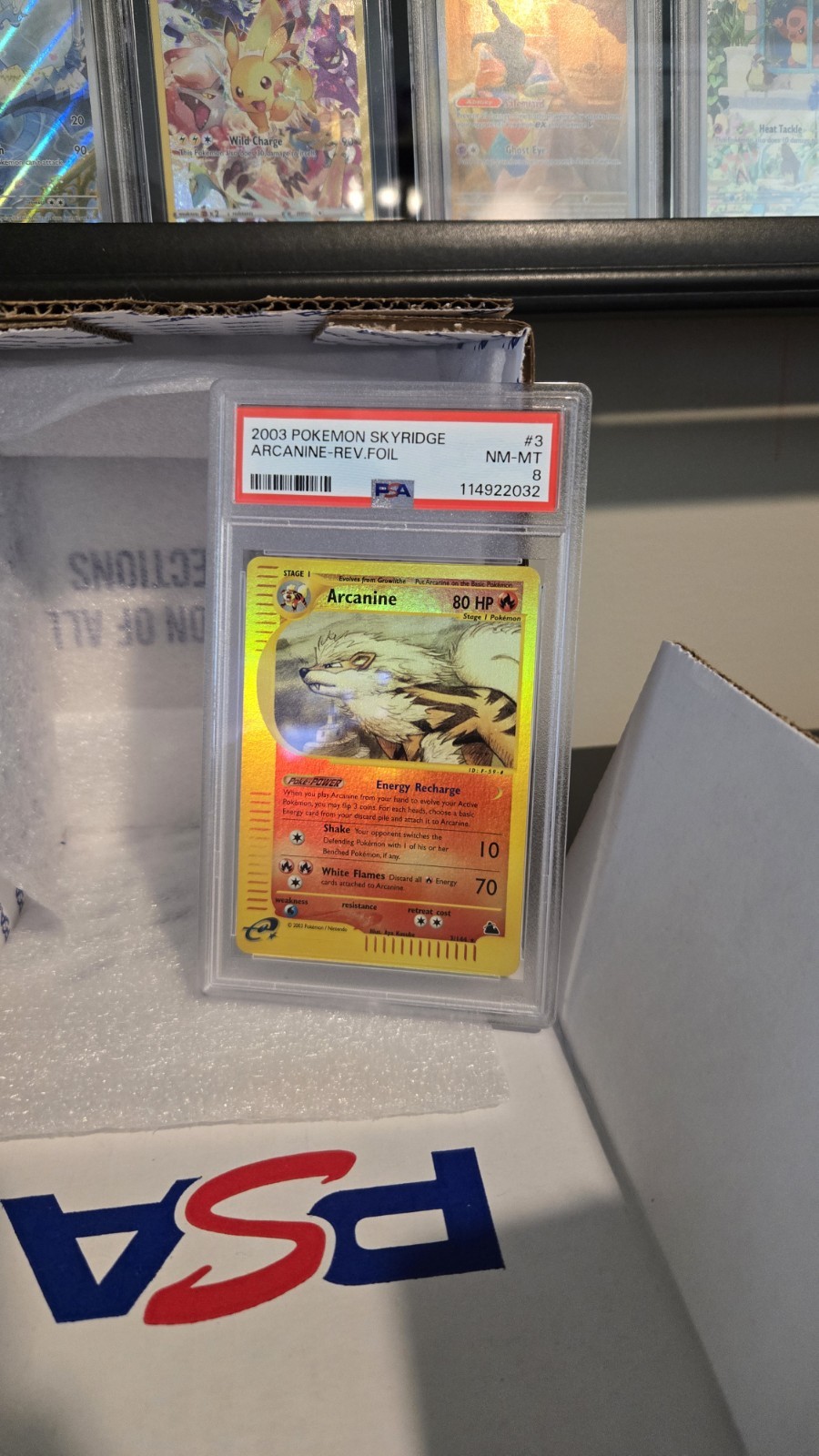 Pokemon TCG Arcanine Reverse Holo Rare 3/144 Skyridge WOTC PSA 8