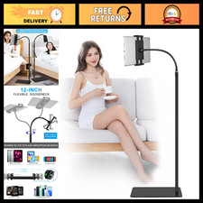 Adjustable Tablet Floor Stand, 360 Rotatable Metal Holder, Flexible Gooseneck,