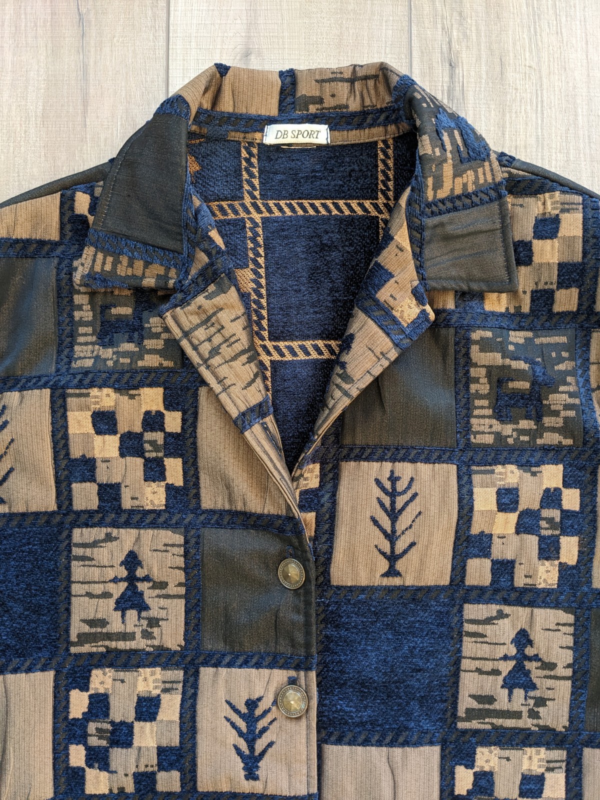 Vintage Patchwork Jacket Womens Large Blazer Meta… - image 9