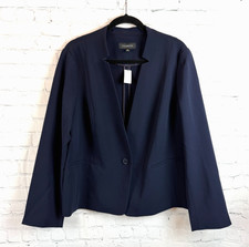 TALBOTS blue stretch unlined blazer jacket size 16 NWT
