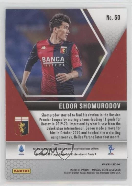 2020-21 Panini Mosaic Serie A Mosaic Prizm Eldor Shomurodov #50 Rookie RC - Image 2 of 2