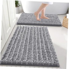 Bathroom Rugs Sets 2 Piece 30" X 20" Plus 24" X 16" Rectangular Grey