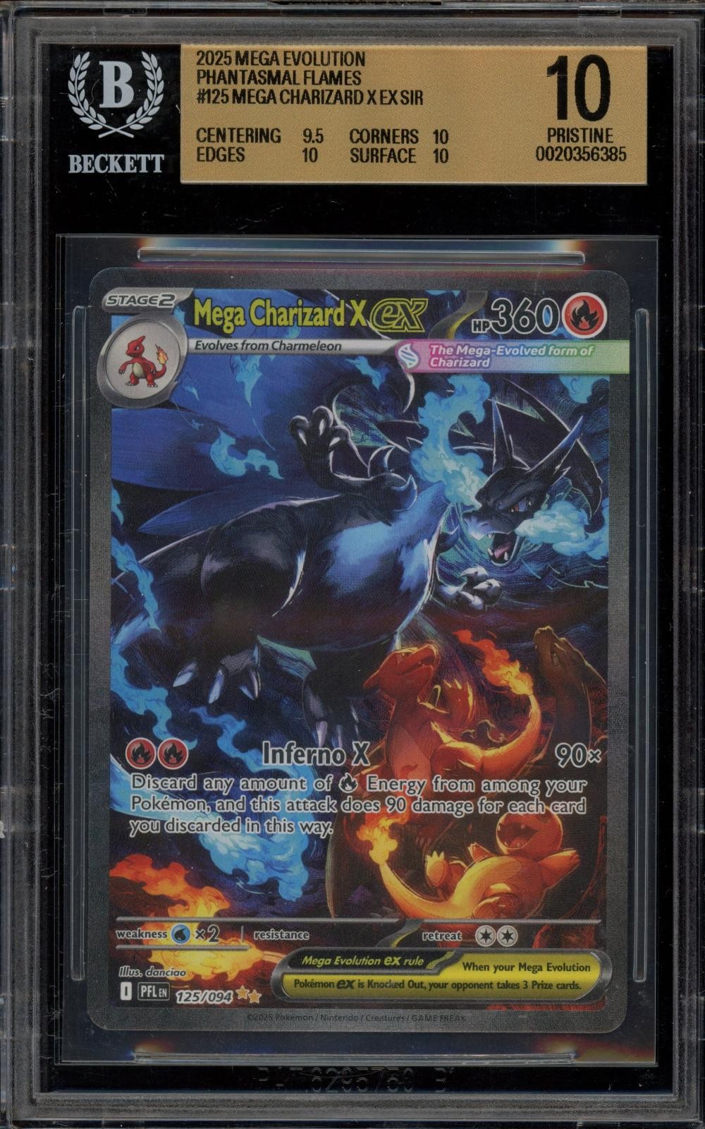 Pokemon Mega Charizard X ex SIR Phantasmal Flames 125 BGS 10 Pristine