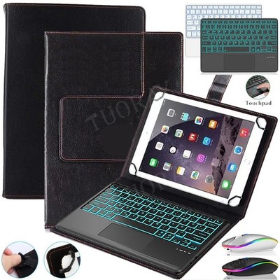 QWERTZ Beleuchtet Touchpad Tastatur Hülle Maus für 9.7-11 Zoll Tablets Universal