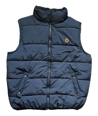 Wolverhampton Wanders FC 00's Black Padded Puffer Gilet Jacket Mens Size Large