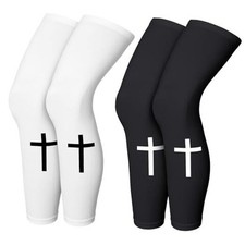 2 Pairs Faith Cross Compression Leg Sleeve Religious Jesus Full Length Small
