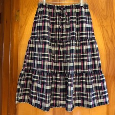 Vintage National Tiered Geometric Print Midi Skirt Women's Large Petite Boho