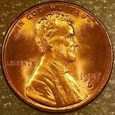     SCARCE BU EXAMPLE 1987-D LINCOLN CENT DDO, DDR W/ MISPLACED MM