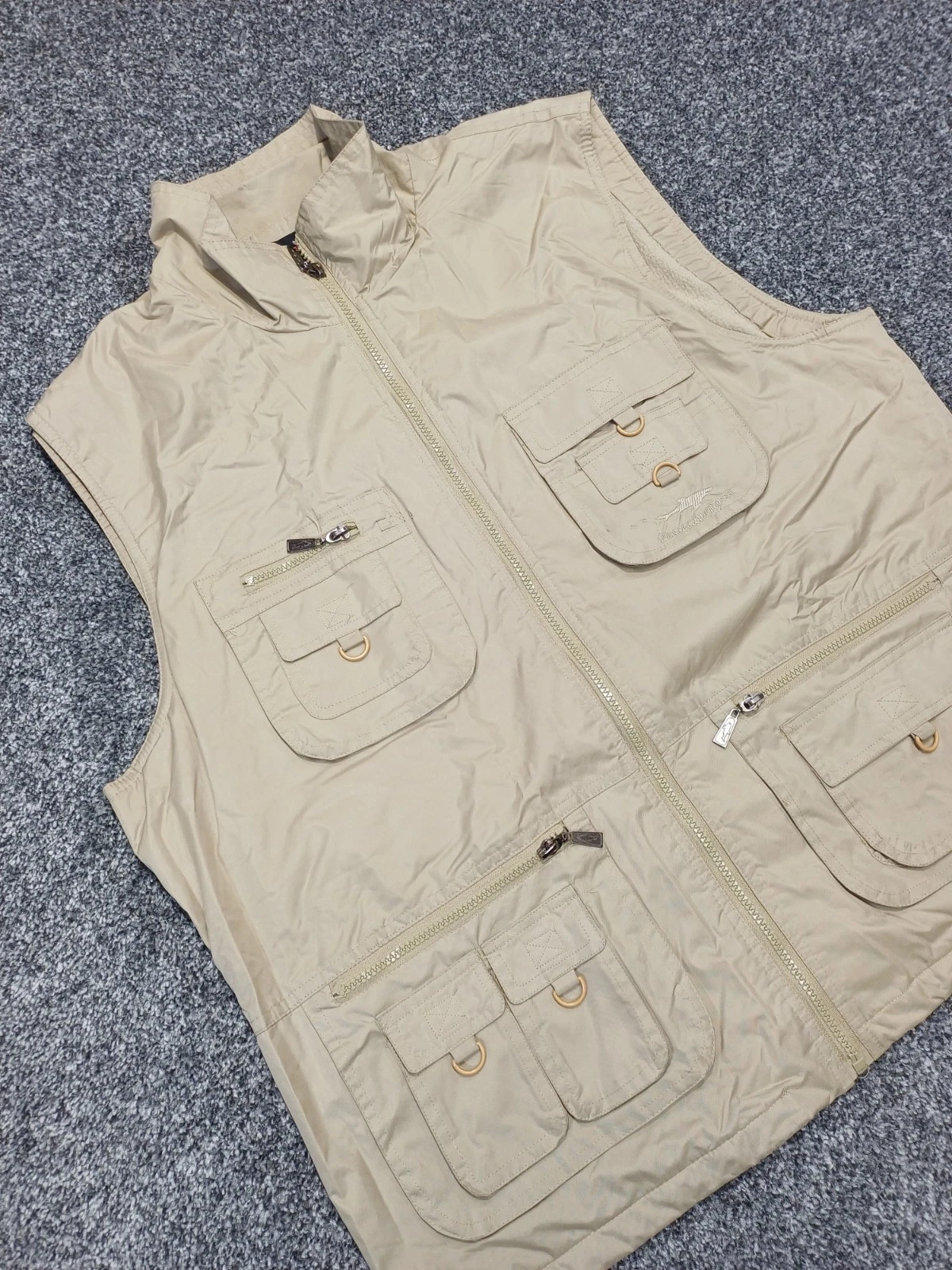 Utility Gilet Men 2XL Beige Brown Full Zip Canvas Fishing Hunting Outdoor