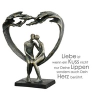 Gilde Dekoobjekt 37953 Skulptur Herz Kiss Under Tree Kunstharz Bronzefarben 30 C