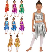 Boys Set School Show Outfits Modern Dancewear Musical Crop Top Jazz Metallic