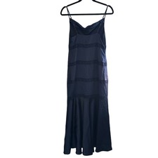 Reformation Riah Silk Dress Navy