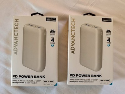 ADVANCTECH Power Bank 20,000mAh 20W PD USB-C Dual USB-A Slim White