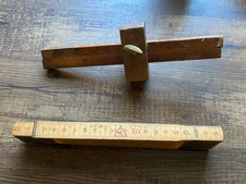 Double Dual Beam Marking Gauge Brass & Wood & Dansk KK 10 Folding Ruler