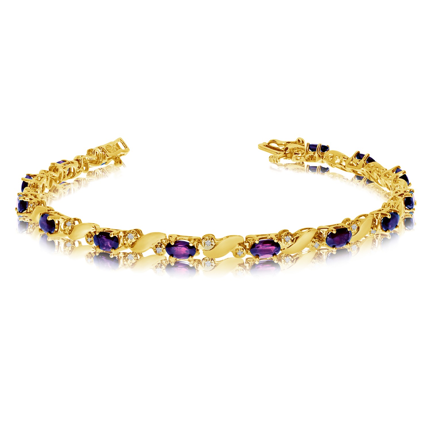 LXR 14k Gelbgold Natural Amethyst und Diamant Tennis Armband 234 ct 1052990₽