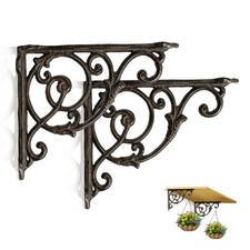 2 PCS Decorative Metal Shelf Brackets 7.16x8.77 Inch Cast Iron Wall Mount