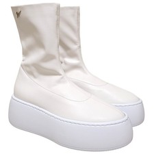 Giuseppe Zanotti Alma Platform Ankle Booties EU 37 US 7 White Stretch Leather