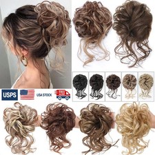 Large Messy Bun Hair Piece Wavy Curly Scrunchies Synthetic Chignon Ponytail Hair