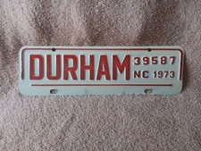Plaque d'immatriculation Durham N.C. Town City 1973